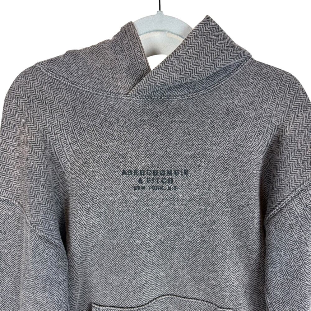 Abercrombie & Fitch Hoodie Women XS Gray Chevron Fleece Lined Relaxed Pullover - Picture 3 of 11
